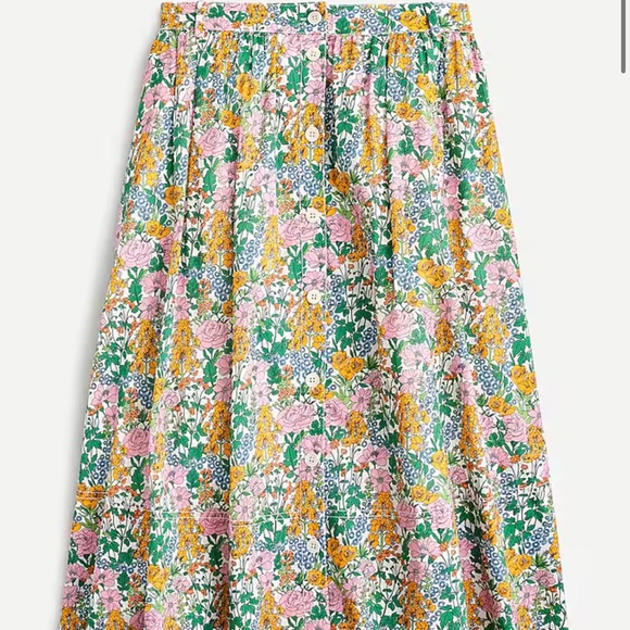 J. Crew Button-up midi skirt Liberty fabric Mini Floral Walk size 6 fits like 4 - Picture 1 of 10